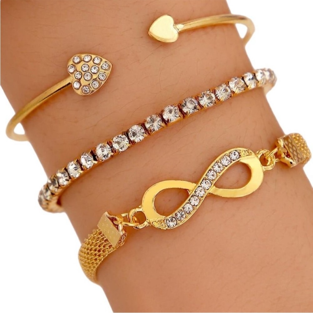 Boho Rhinestone Bracelet Stacker Set
